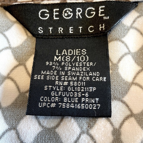 George Stretch Work Casual Brown/Blue Print Blouse Size Medium​ - Picture 6 of 7